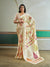Windstor Cream Modal Ajrakh Printed Satin Silk Saree