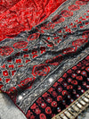 Premium Ajrakh Modal Silk Saree with Traditional Handblock Print