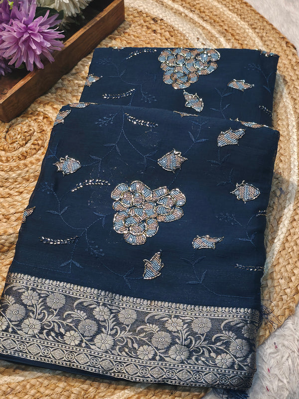 Elegant Chinon Saree with Soft Flow & Rich Finish