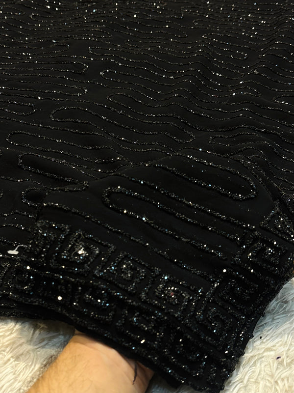 Black Elegant Georgette Saree with Stylish Drape