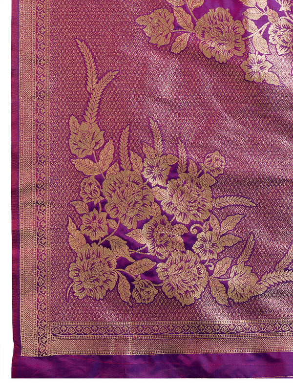 Amethyst Wine Zari Woven Soft Kanjivaram Designer Silk Saree