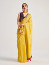 Yellow Mul Mul Cotton Saree With Blouse