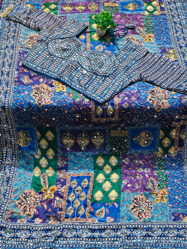 Crab Silk Saree with Ready-Made Blouse | Elegant Party Wear