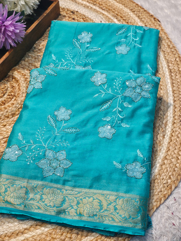 Elegant Chinon Saree with Soft Flow & Rich Finish