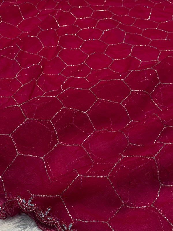 Elegant Net Saree with Designer Blouse – Lightweight Party Wear Net Saree for Women