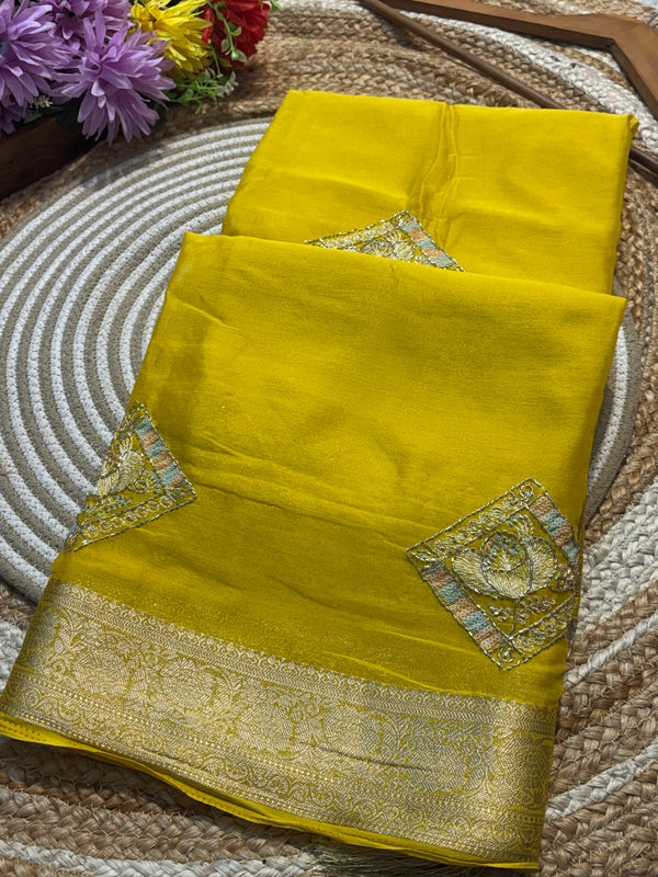 Elegant Chinon Saree with Graceful Drape