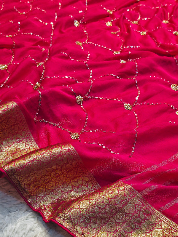 Elegant Chinon Saree with Soft Flowing Drape & Premium Finish