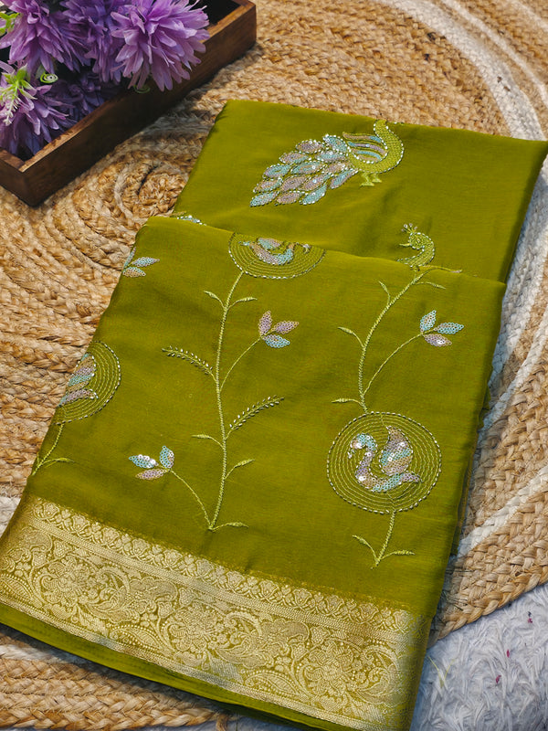 Elegant Chinon Saree with Soft Flow & Rich Finish