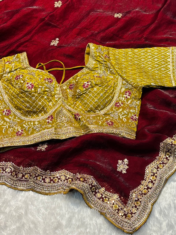 Designer Saree with Ready-Made Blouse – Party Wear Elegant Saree Collection