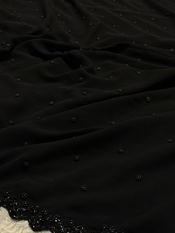 Elegant Black Georgette Saree with Stylish Look