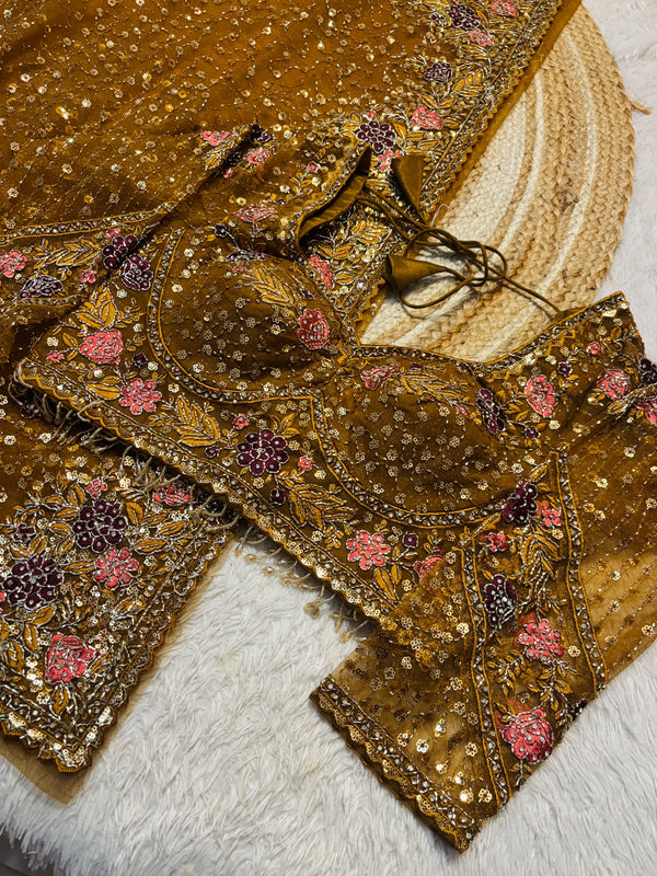 Elegant Net Saree with Readymade Blouse