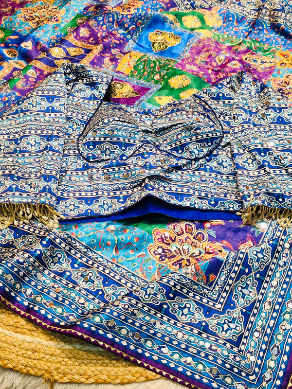 Premium Crab Silk Position Print Saree with Elegant Designer Look