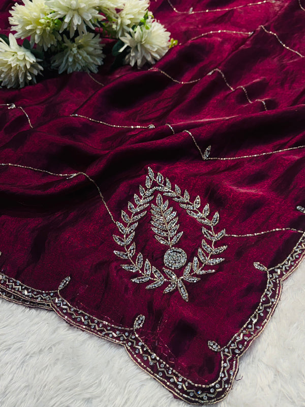 Frendy Silk Saree with Elegant Embroidery Work – Party Wear Designer Saree