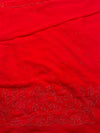 Royal Red Embroidered Georgette Saree with Designer Blouse Piece