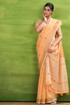 Beer Orange Woven Linen Cotton Soft Silk Saree