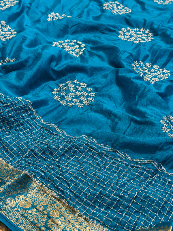 Designer Embroidered Saree with Elegant Border & Rich Pallu