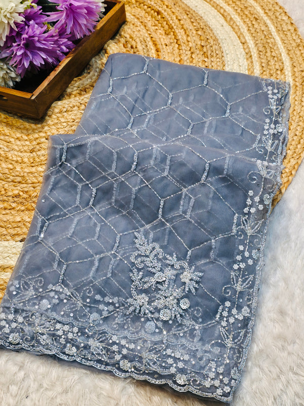 Elegant Net Saree with Designer Blouse – Party Wear & Festive Collection