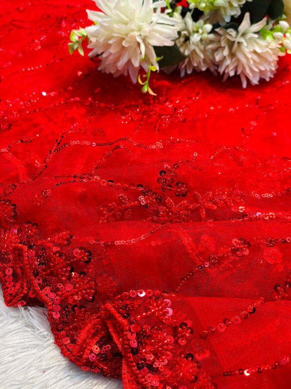 Net Saree with Heavy Designer Blouse – Elegant Party Wear Saree