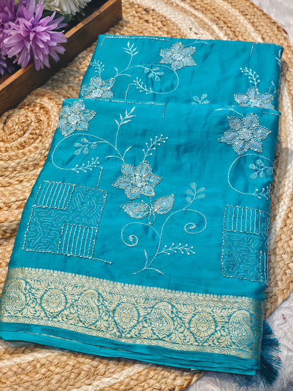 Elegant Chinon Saree with Soft Flow & Rich Finish