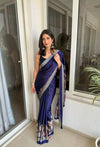 Ajrakh Printed Modal Silk Plain Saree With Ajrakh Blouse P6