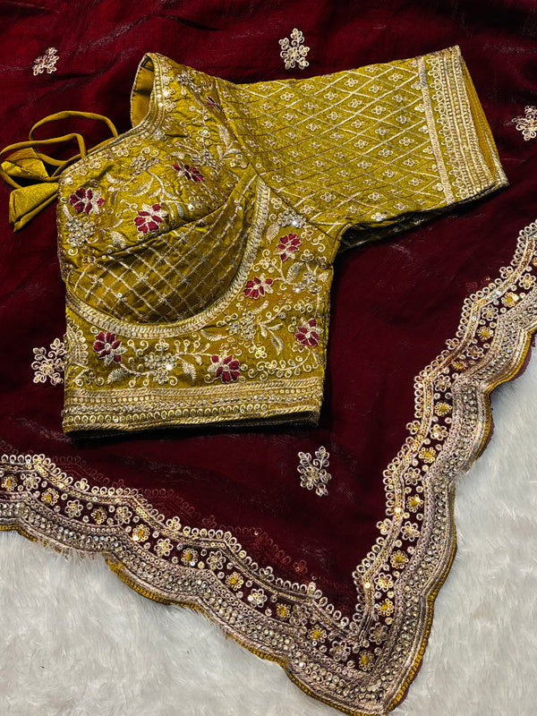 Designer Saree with Ready-Made Blouse – Party Wear Elegant Saree Collection