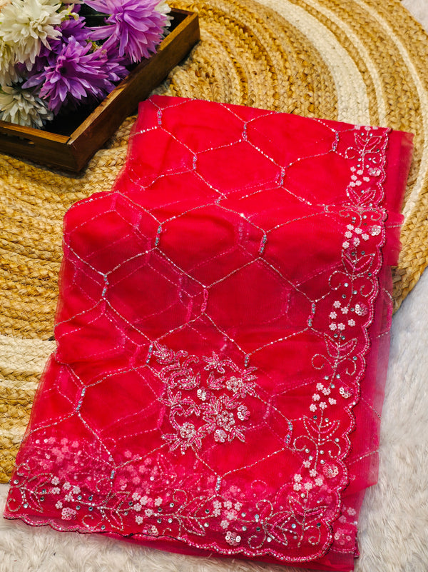Elegant Net Saree with Designer Blouse – Party Wear & Festive Collection