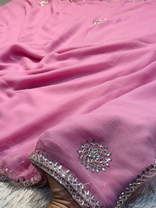 Luxury Georgette Chiffon Saree with Soft Flow & Elegant Drape