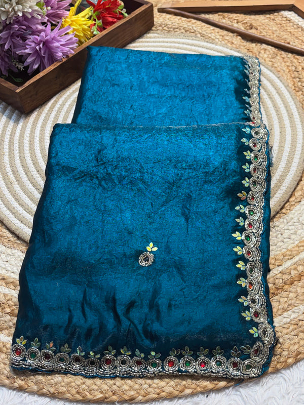 Elegant Frendy Silk Saree with Intricate Handwork