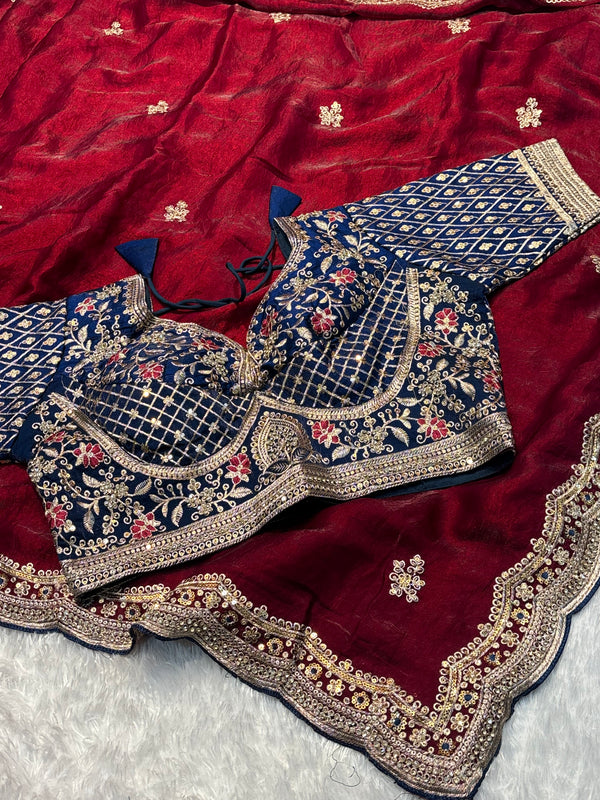 Designer Saree with Ready-Made Blouse – Party Wear Elegant Saree Collection