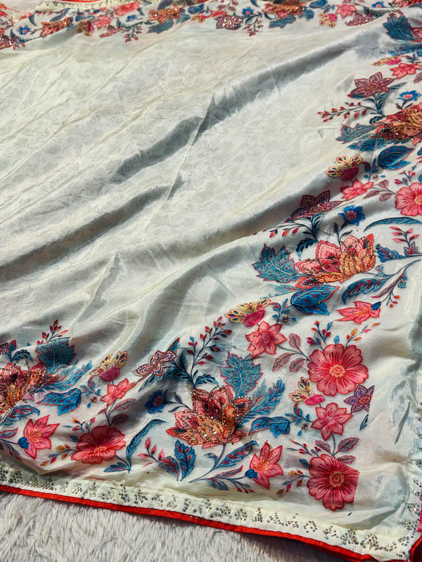 Elegant Crab Silk Saree with Rich Texture Finish