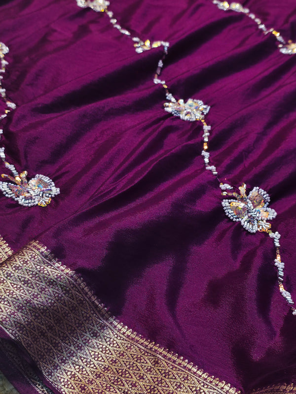 Premium Chinon Silk Saree with Elegant Design & Matching Blouse Piece