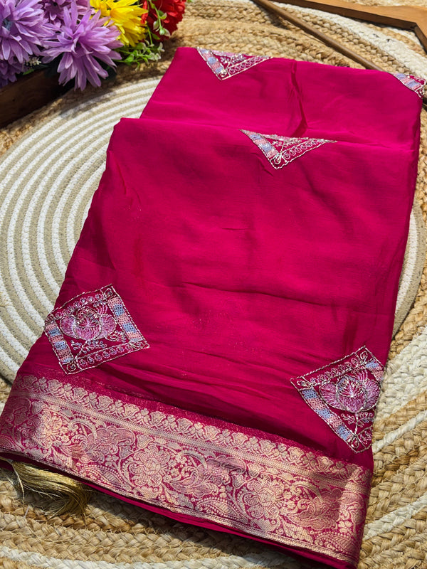 Elegant Chinon Saree with Graceful Drape