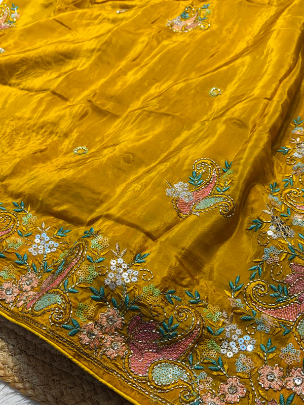Premium H.O. Silk Saree with Elegant Handwork