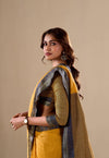 Yellow Handloom Linen Cotton Plain Saree RP1