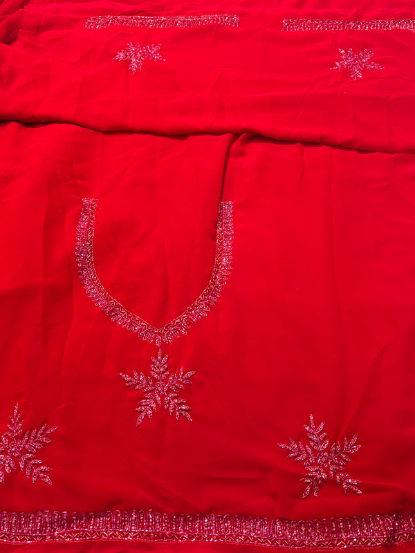 Red Georgette Saree with Elegant Draping