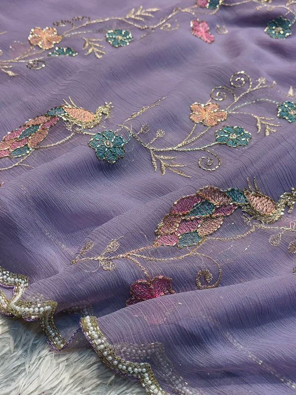 Elegant Georgette Chiffon Saree withBlouse – Lightweight & Party Wear
