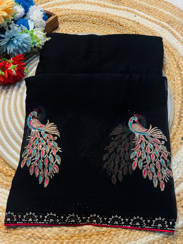 Festive Special Georgette Saree with Designer Blouse – Wedding & Party Wear