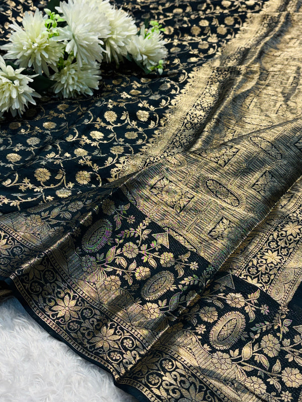 Traditional Woven Border Soft Silk Saree With Blouse Piece