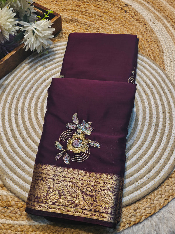 Premium Plain Chiffon Saree with Elegant Fall & Soft Finish