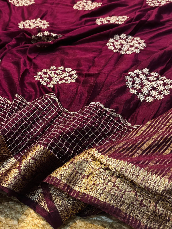 Designer Embroidered Saree with Elegant Border & Rich Pallu
