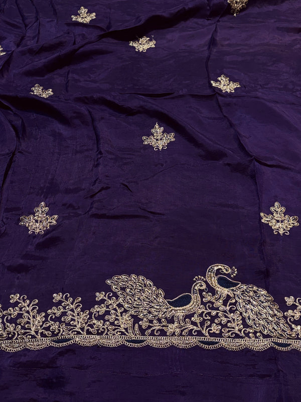 Elegant H.O. Silk Saree with Delicate Thread Work