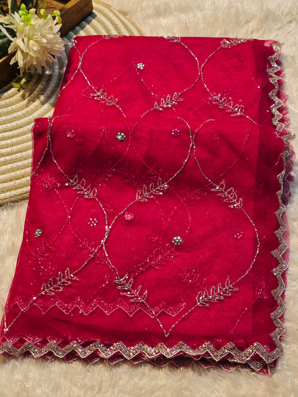 Designer Net Saree with Blouse Piece – Elegant Party & Wedding Wear