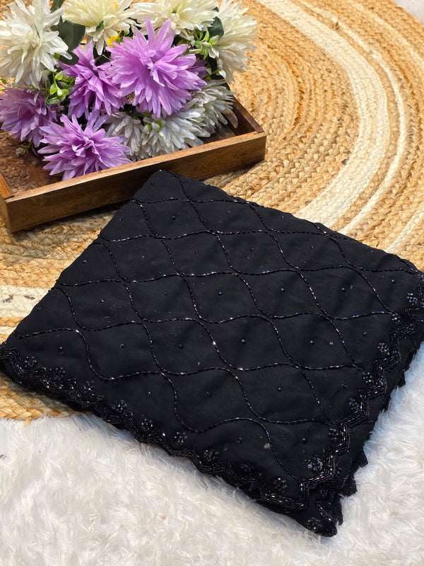 Black Georgette Saree – Elegant Party Wear Designer Saree with Blouse