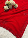Elegant Red Embroidered Net Saree with Designer Border