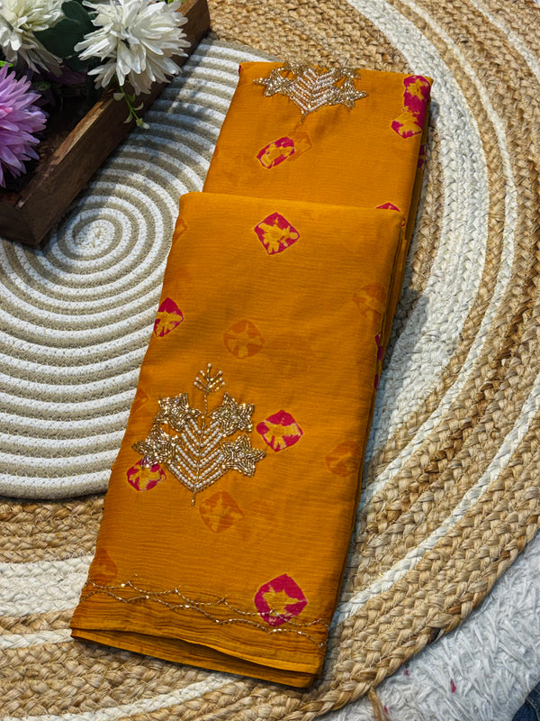 Elegant Chiffon Saree with Lightweight Flowy Fabric & Blouse
