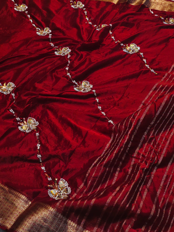 Premium Chinon Silk Saree with Elegant Design & Matching Blouse Piece