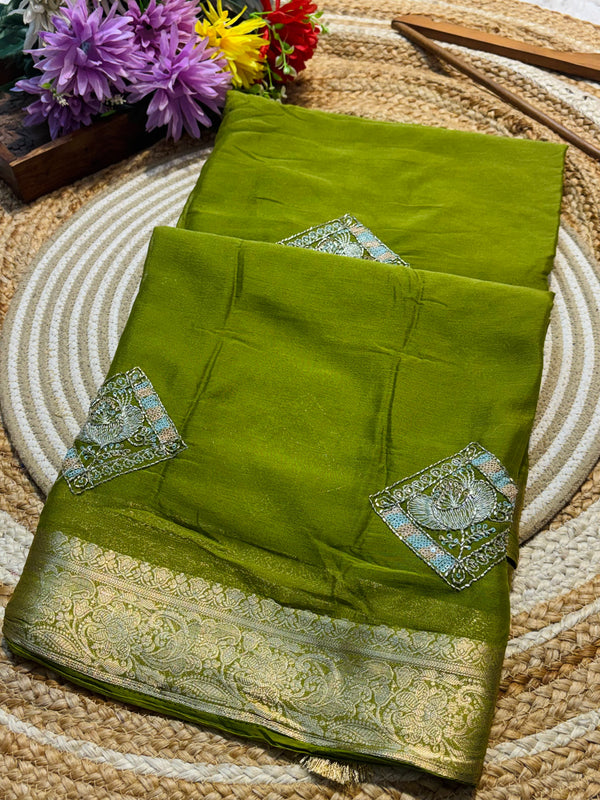 Elegant Chinon Saree with Graceful Drape