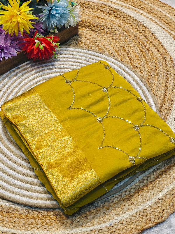 Elegant Chinon Saree with Soft Flowing Drape & Premium Finish