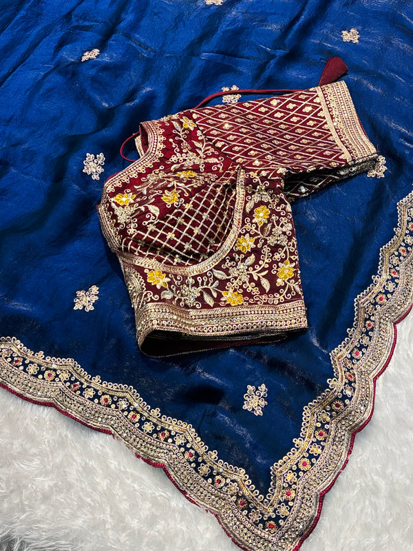 Designer Saree with Ready-Made Blouse – Party Wear Elegant Saree Collection