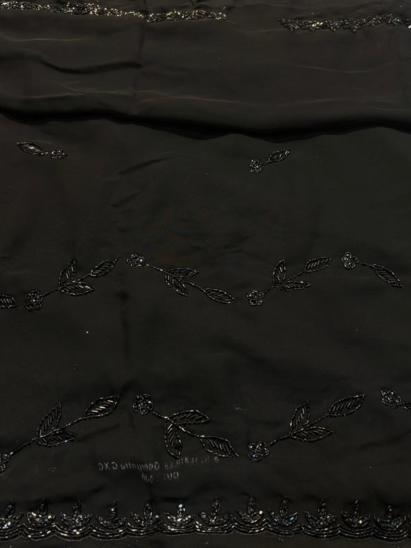 Elegant Black Georgette Saree with Designer Blouse – Party Wear Collection